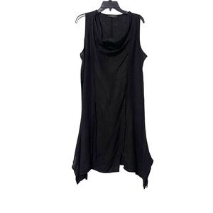 SAGA Black Linen Cowl Neck Handkerchief Hem Dress Whimsigoth Fairy Grunge Witchy